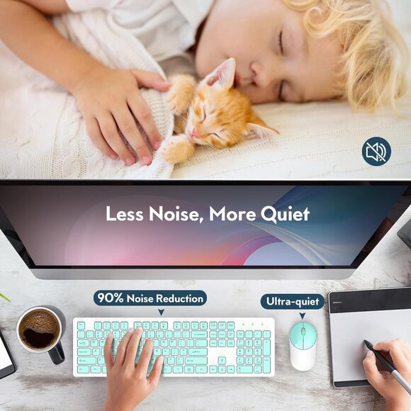 Wireless Full Size Keyboard & Mouse Set Ergonomic Design 2.4GHz Connection - Picture 12 of 15